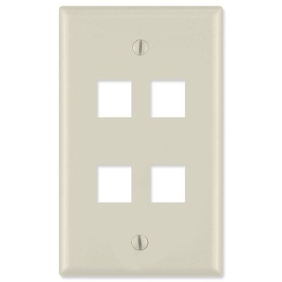 On-Q/Legrand Keystone Wallplate, 1-Gang, 4-Port